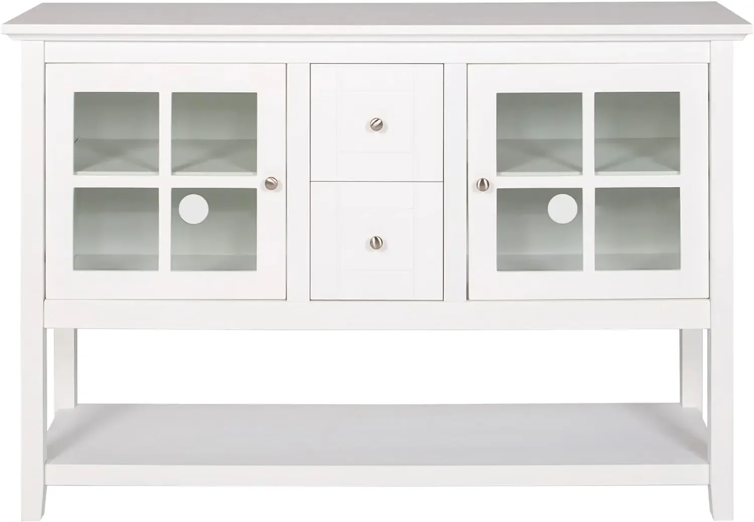 Charlotte Classic Glass Door Storage Buffet, 52-calowy, biały