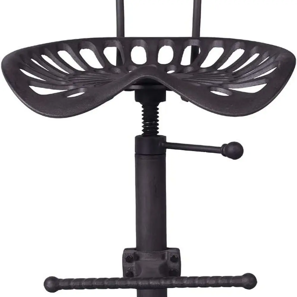 مقعد بار معدني على الطراز العتيق مع ارتفاع قابل للتعديل ومقعد جرار ريفي #4