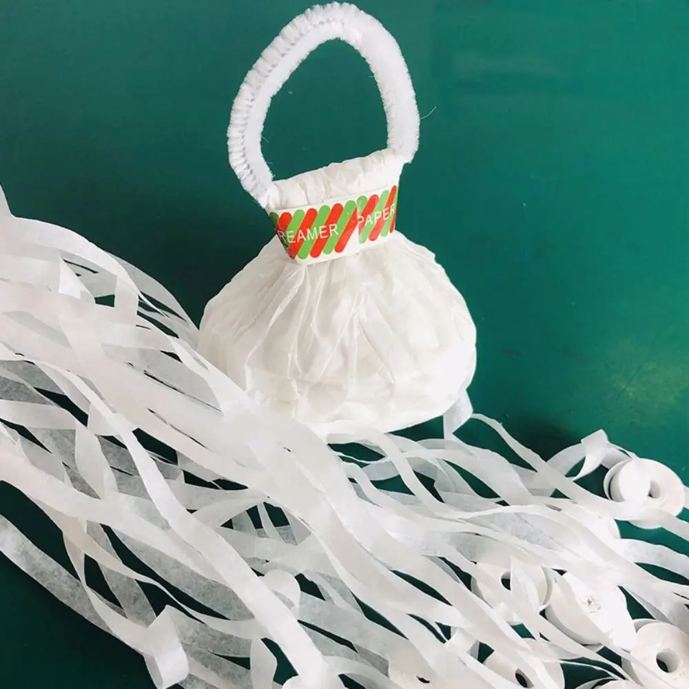 2pcs White Streamers Poppers Wedding Decorations Paper Crackers Hand Throw Confetti Streamer for Engagement Party Supplies