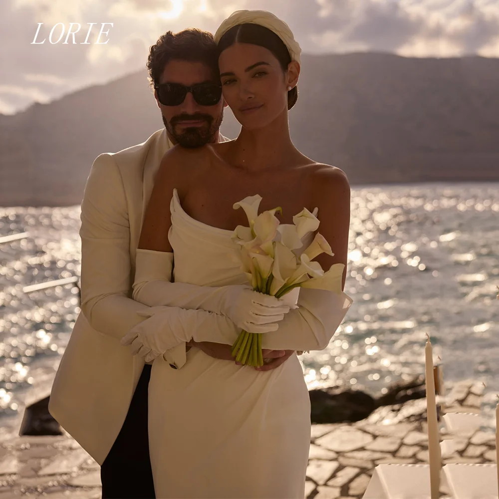 

LORIE Luxury Mermaid Wedding Dress Simple Boat Neck Bridal Dresses Elegant Sleeveless Wedding Gown Customized 2026