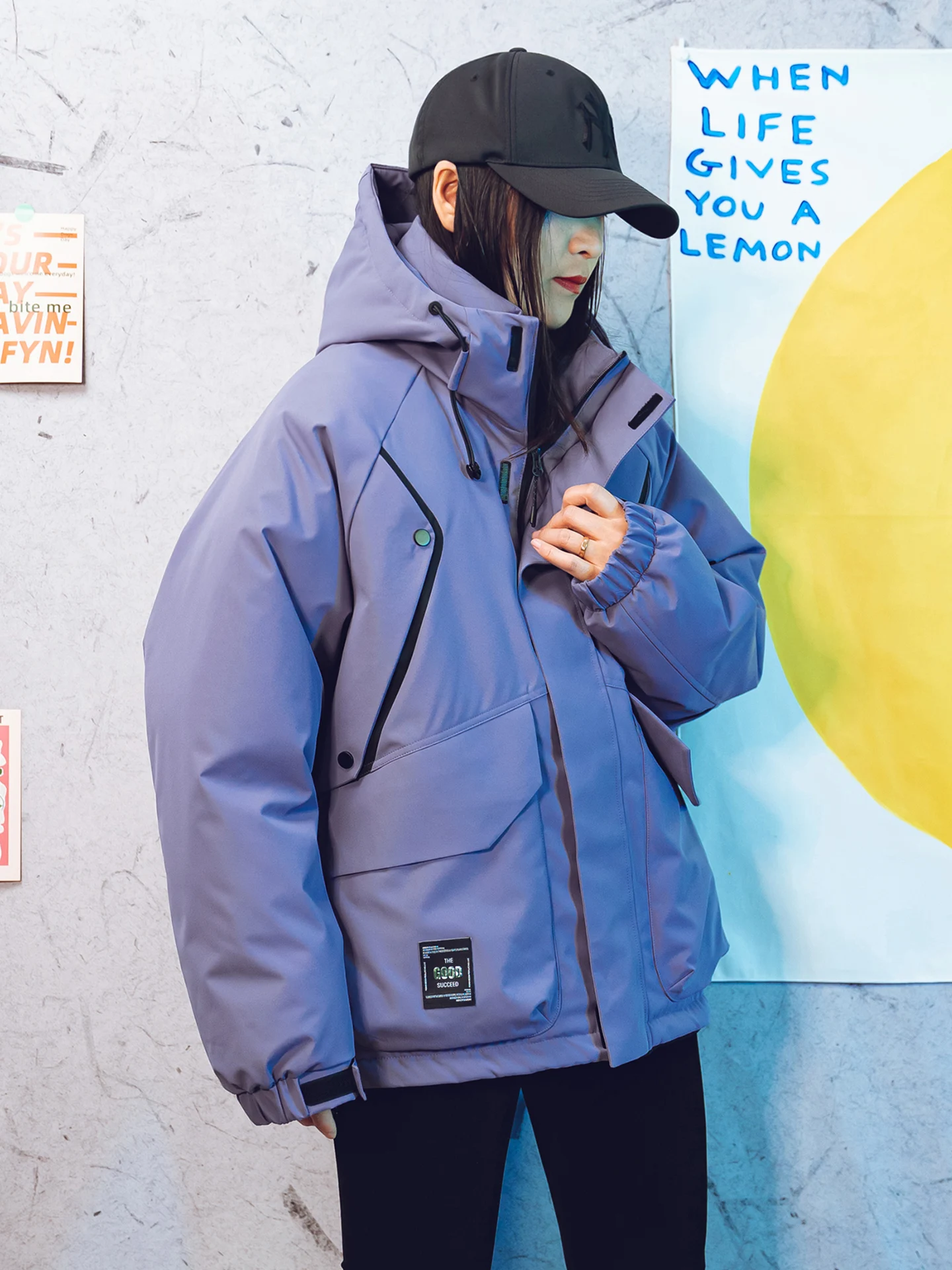 

Loose Casual Cotton Jaet 2025 Winter New Trend Streetwear for Men And Women Students Polyester Fiber Fill Hooded ort Sle