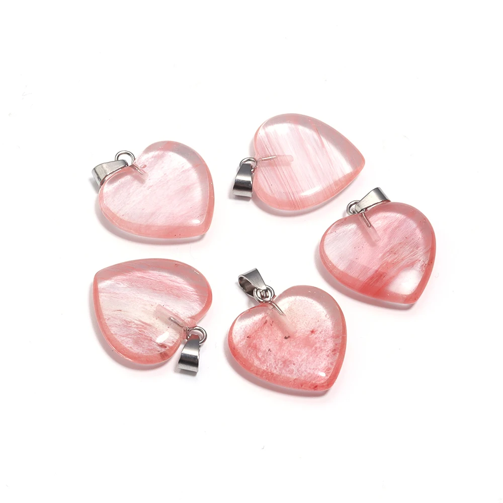 Natural Stone Mix Color Heart Shape Charms for DIY Making