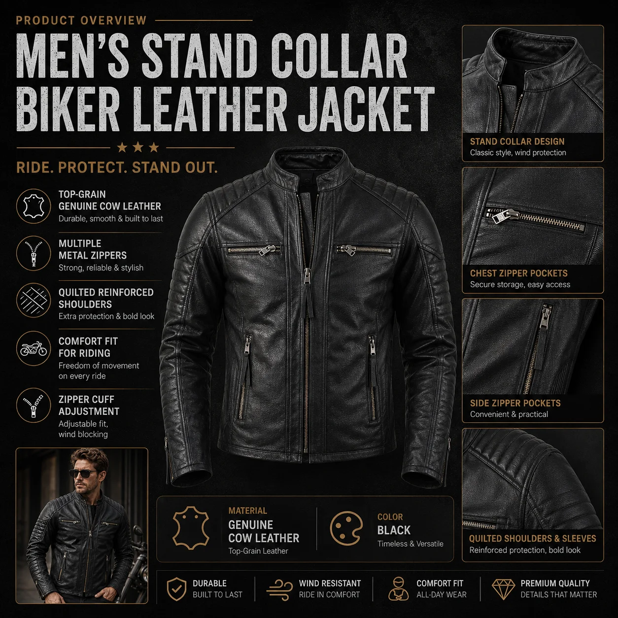 Thumbnail 2 - #35 Trending Mens Leather Coats Right Now