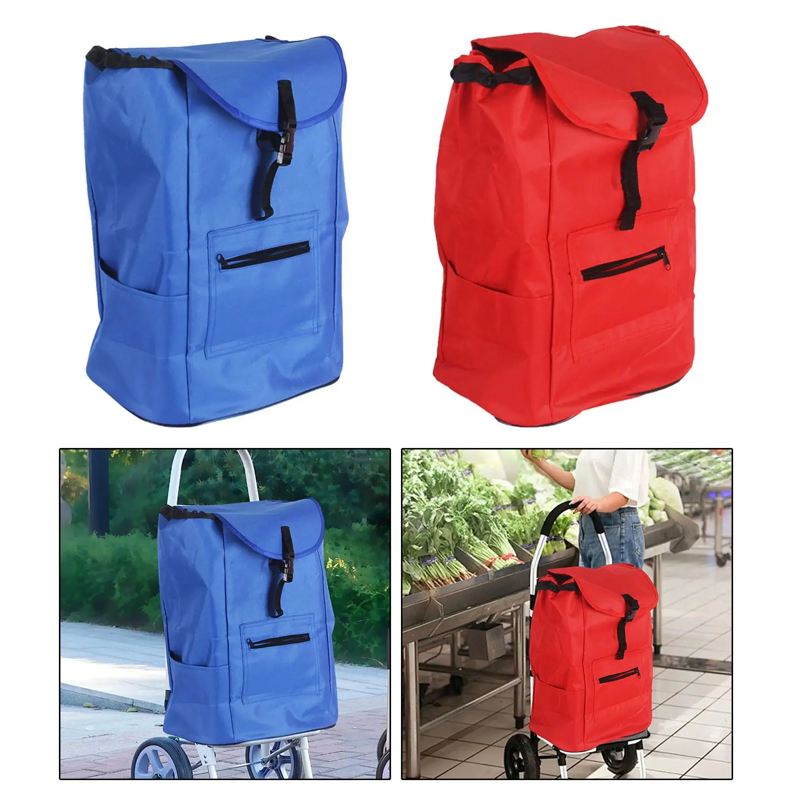 Replacement Bag for Shopping Cart Trolley Bag with Side Pockets and Front Pocket for Travel Grocery Supermarket Picnic Reusable