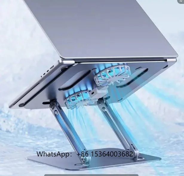 

Aluminum Laptop Stand for Standing Work Office Home Dual Turbo Fan Cooling Desktop Adjustable Height Increase