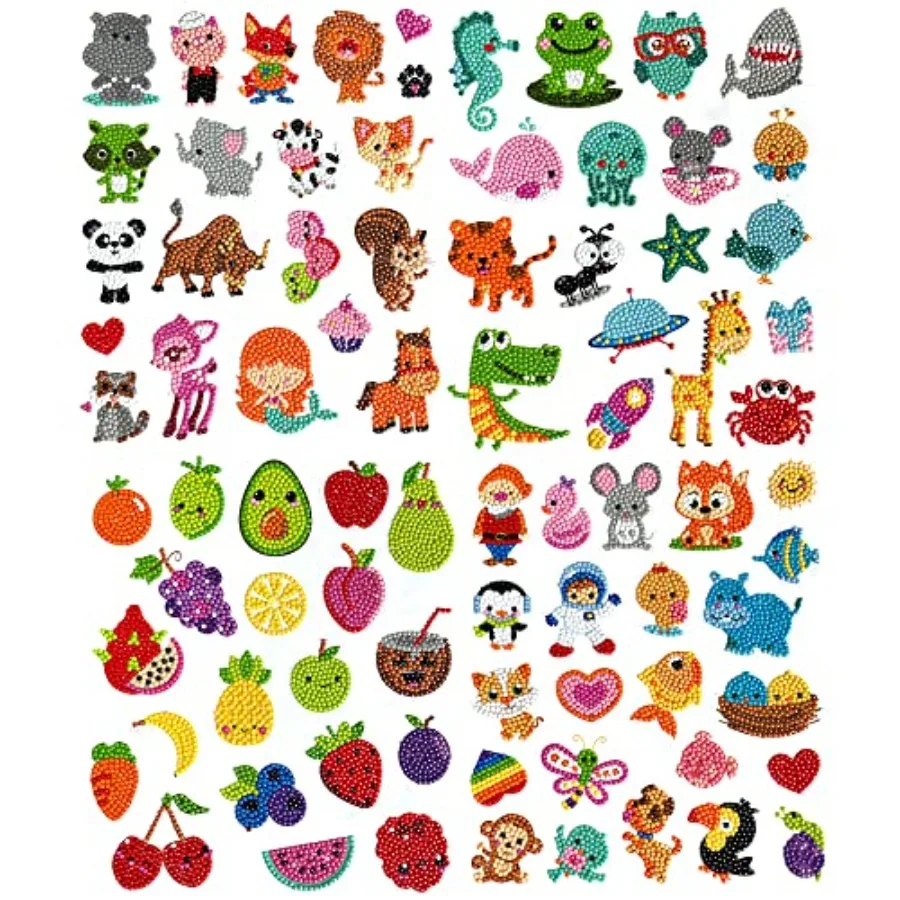 

80 шт. алмазных наклеек для 5D DIY наборов для творчества, безопасные и красочные поделки для девочек, мальчиков и начинающих