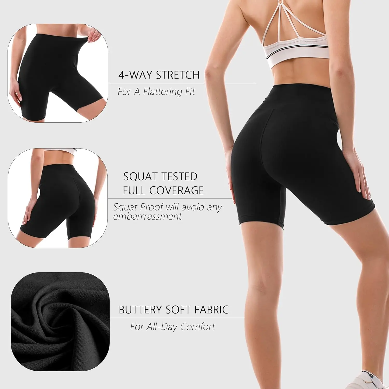 Ipletix High Waisted Biker Shorts for Women-6" Workout Gym Running Yoga Shorts