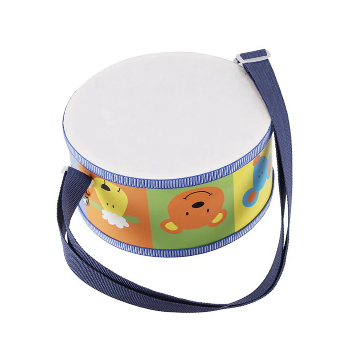 Wooden Drum Musical Instrument for Children with Colorful Animals, Straps and Drumsticks. Early Education Teaching