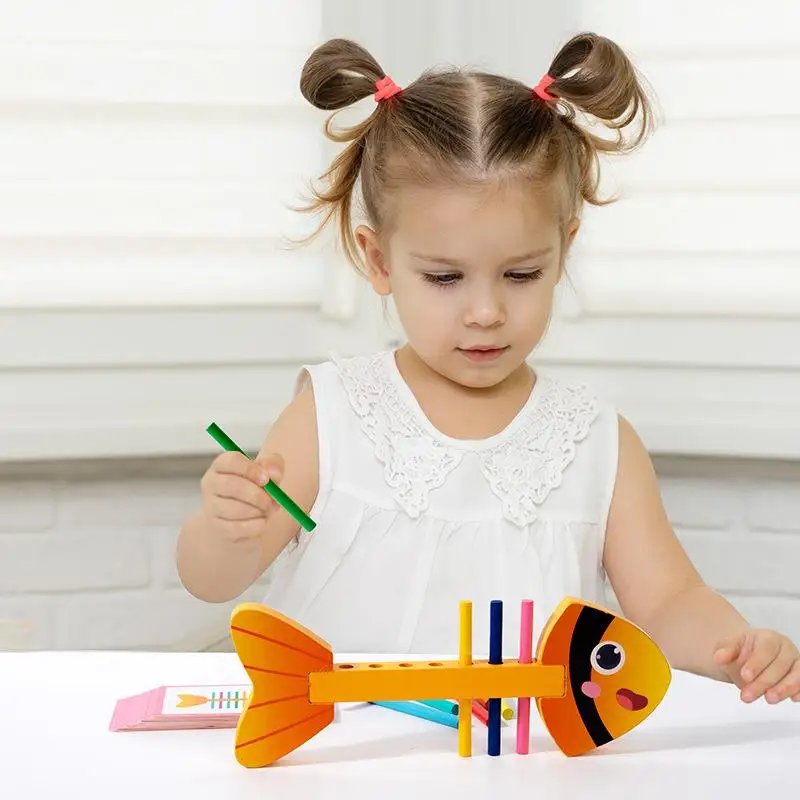 Brinquedos de empilhamento de equilíbrio de madeira montessori, jogo de quebra-cabeça de correspondência de cores para crianças, conjunto de presente de aniversário de treinamento de habilidades motoras finas