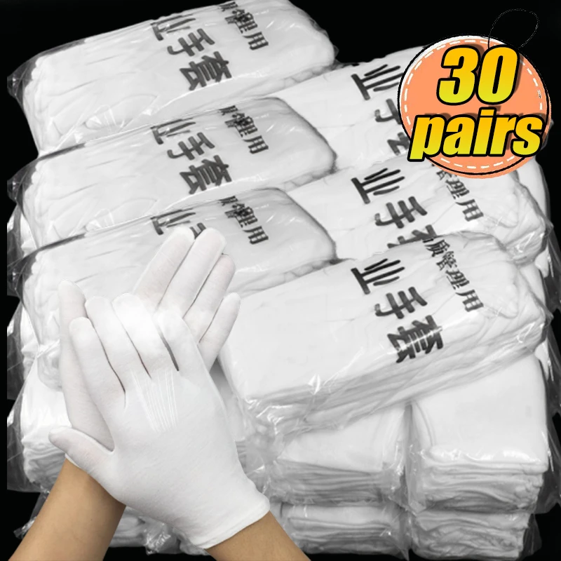 

White Cotton Work Gloves Dry Hands Handling Film SPA Soft Gloves Ceremonial High Stretch Gloves Household Work Tools Wholesale