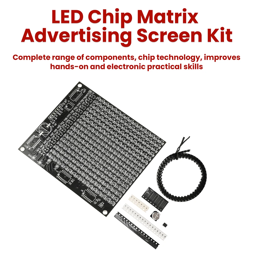 DIY 64 LED/ 256LED SMD Dot Matrix Advertising Screen Welding Practice Kit Red Display Fun DIY Electronic Kit Soldering Practice