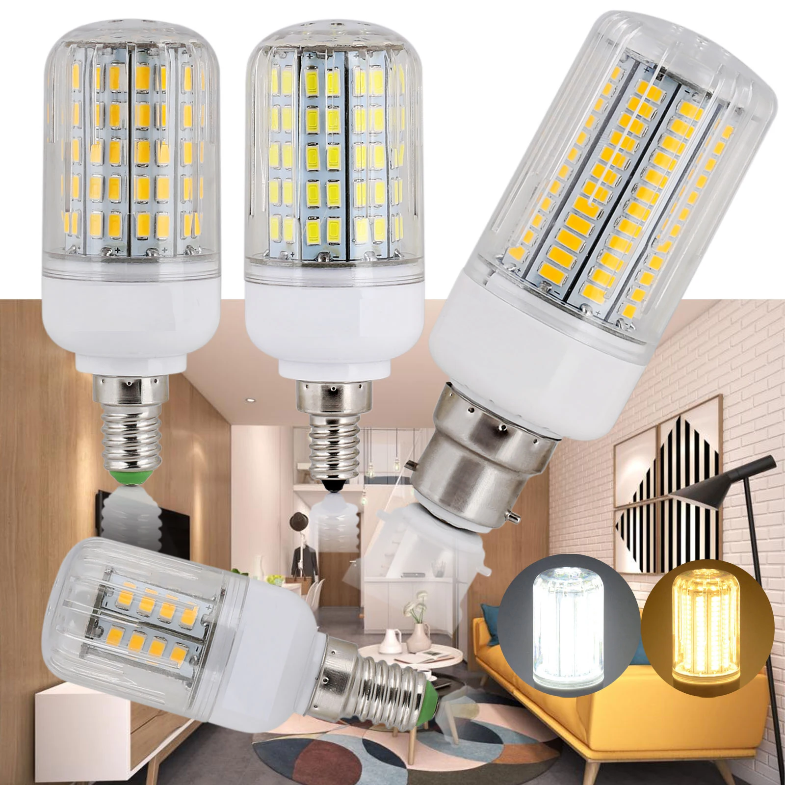

Led Corn Light E27 E14 B22 7w 12w 25w 30w 45w White Lighting 240v Halogen Warm Bulb Room Smd/5730/chip Bulbs Pc/shell 64leds And