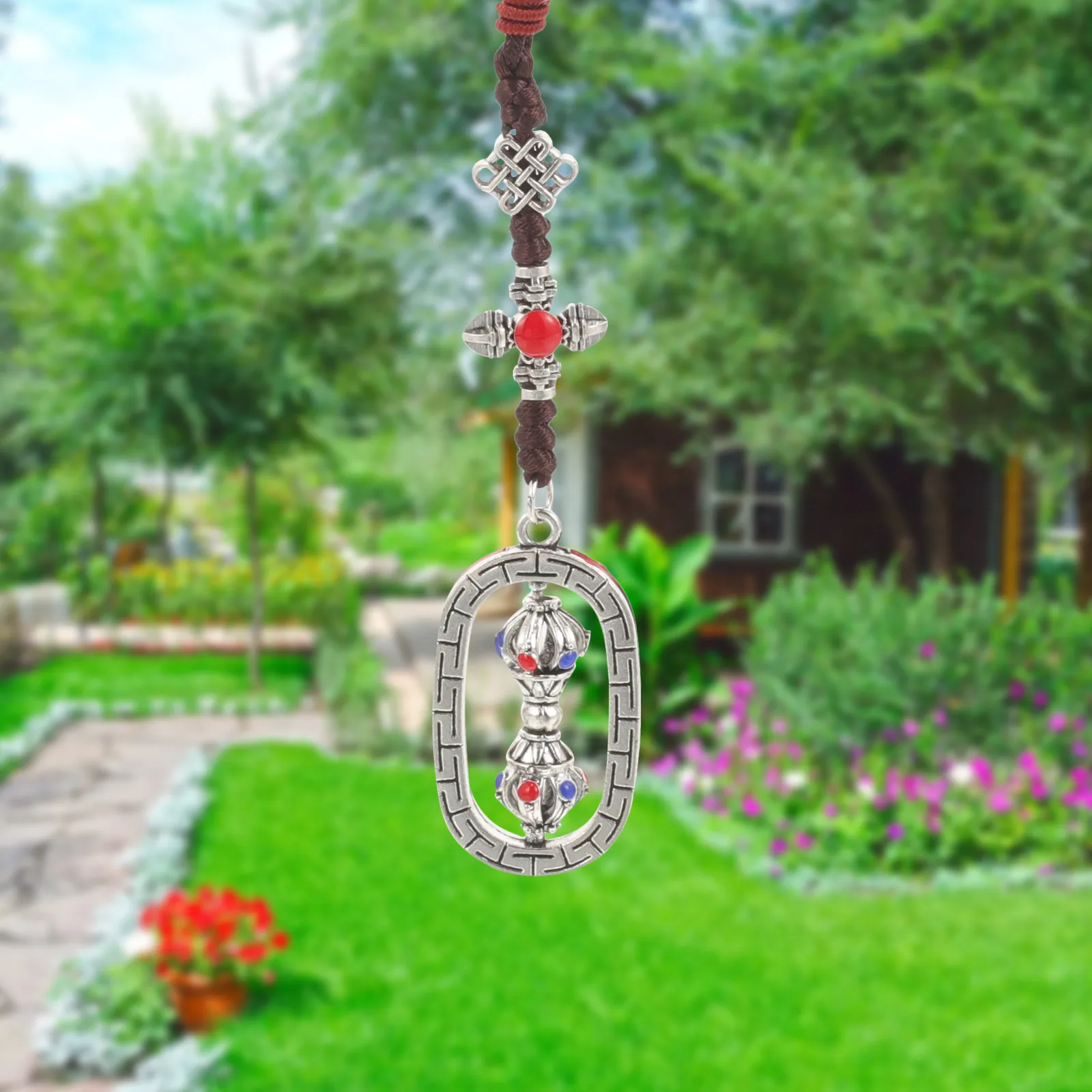 

Tibetan Style Pendant Lightweight Alloy Car Hanging Ornament Durable Bag Pendant Decor Ethnic Hanging Accessory