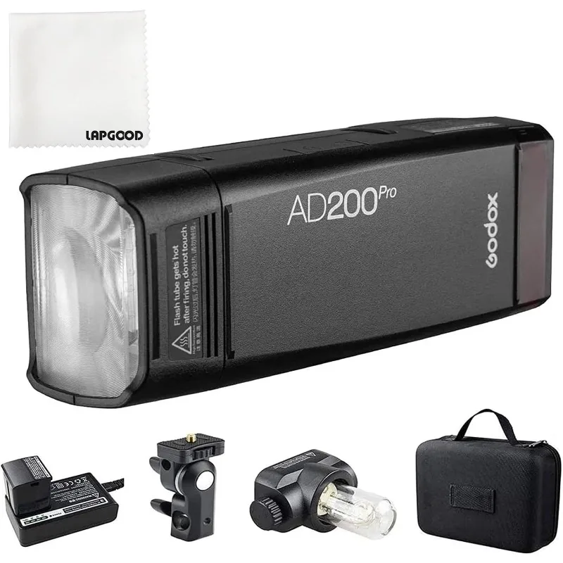 AD200 Pro AD200Pro 200Ws Pocket Flash Light, 2.4G 1/8000s HSS, Strobe Speedlite Monolight,0.01-1.8s Recycling