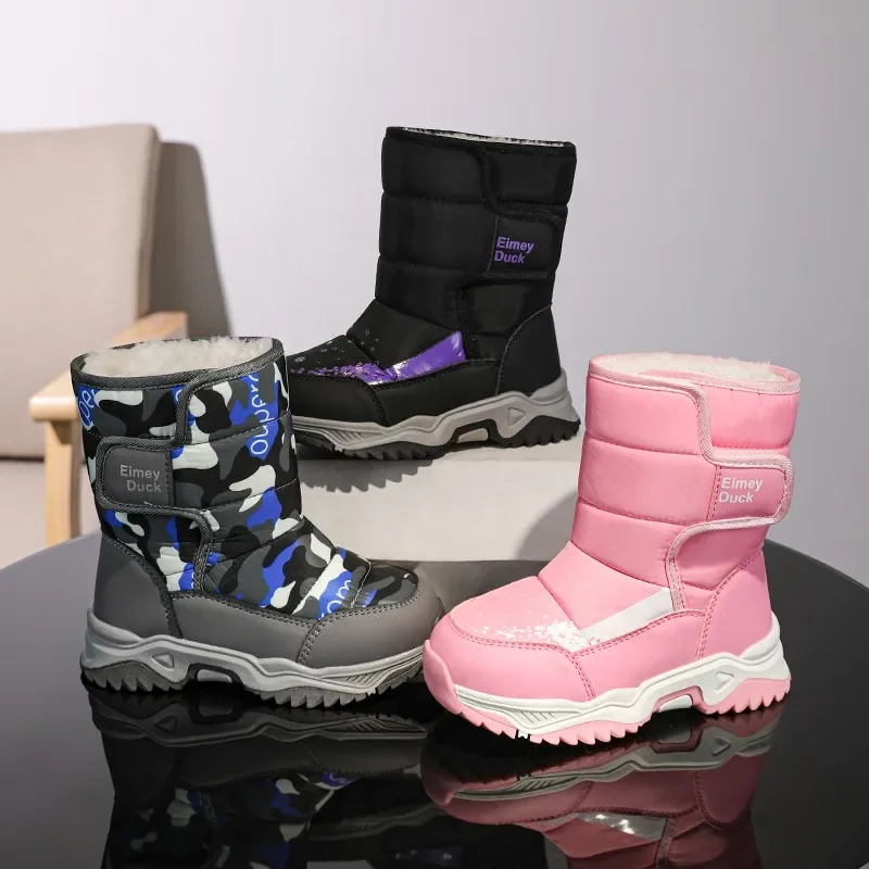 

Baby Winter Fashionable Thick Sole Casual Comfortable Velvet Sports Boots Kids Warm and Cute Slip-on Lightweight Snow Boots