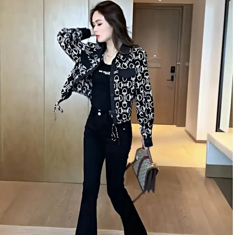 

2023 Spring and Summer New Western Style Versatile Spring and Autumn Show Slim Fashion Elegant Leisure Long Sleeve Shirt Short C