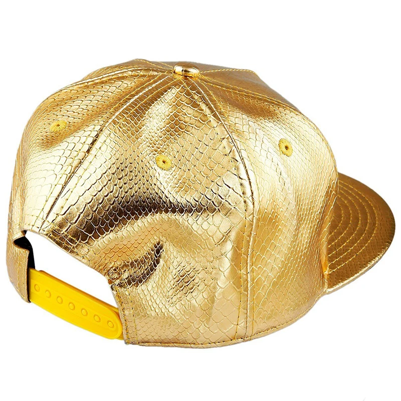 Golden Crocodile Skin Pattern Hip Hop Hat Light Board Skin Flat Edge Baseball Hat Trendy Street Dance Hat