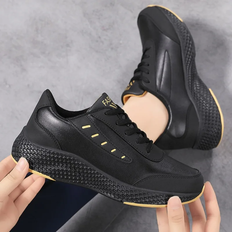 

Women's Sneakers 2024 Autumn Fashion PU Leather Casual Shoes Black Platform Running Shoes Non-slip Jogging Fitness Footwear