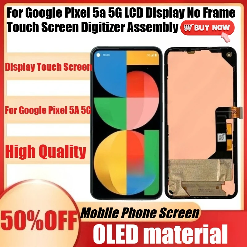 

Новый OLED-дисплей для Google Pixel 5A 5G, LCD-экран для Google Pixel 5a 5G, безрамочный сенсорный экран в сборе
