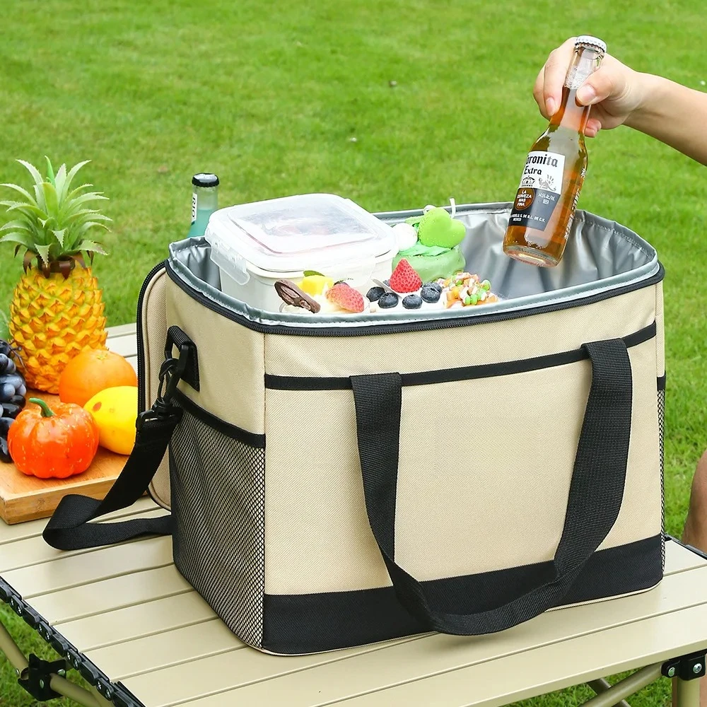 

18L/30L fashion Picnic Cooler Bag Large Capacity Camping Meal Hikking Thermal with Shoulder Strap Leakproof Insulated Lunch Bag