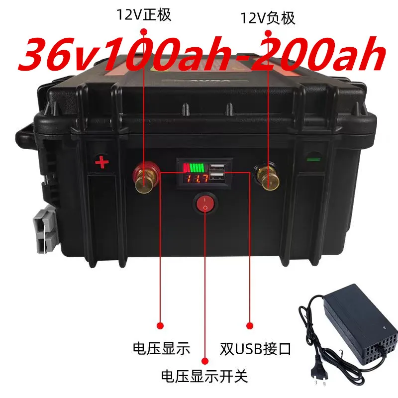 

GLT 36V 100Ah - 200Ah lithium ion battery pack for 4000W 2000w tricycle scooter boat Solar energy EV