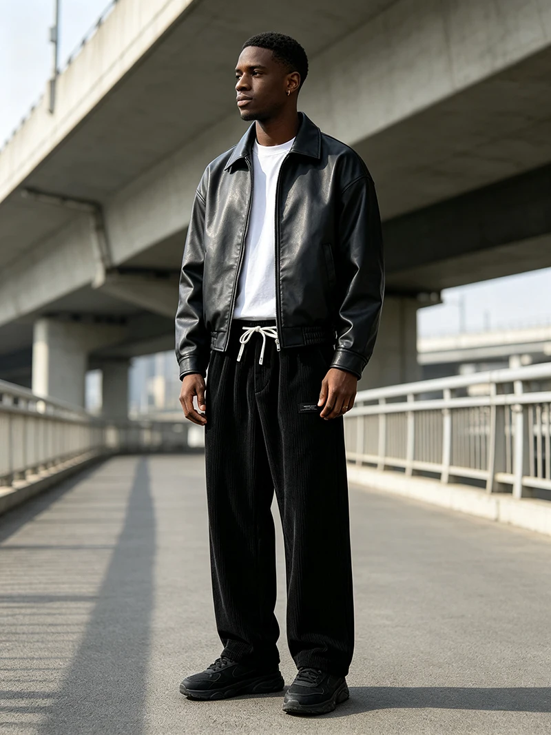 Herren Cordhose für Frühling/Herbst, Regular Fit, elastischer Kordelzug in der Taille, gerade Beine, Seitentaschen, lässig, für den Alltag, Arbeit, Streetwear – Detail 14