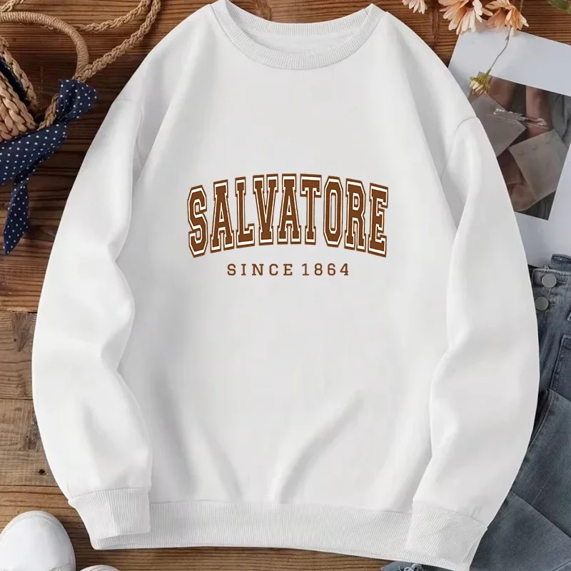 Salvatore Since1864 Sweatshirt Mystic Falls Hoodie Vampire Diaries Jumper Vintage TVD Damon Stefan Crewneck Sweatshirt Fans Top