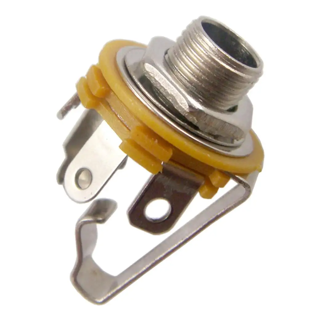 Guitar Jacks Socket Stereo Output 6.35mm Silver Iron Copper Outlet for Electric Bass Connection
