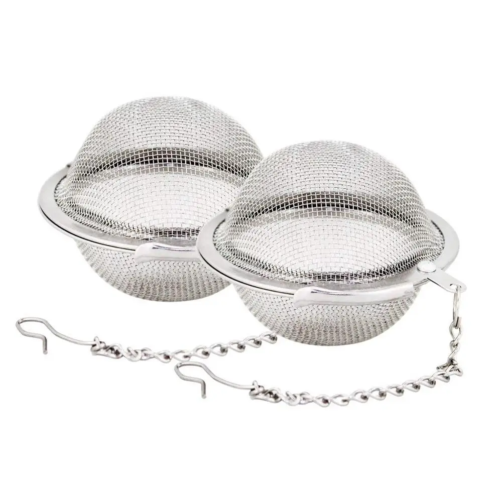 Kitchen Supply 2PCS 2.1 inch Stainless Steel Mesh Loose Leaf Tea Infuser Ball With Chain & Lock