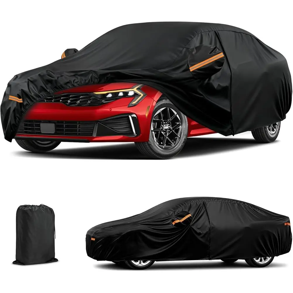 

All-Weather 6-Layer Kia K5 2020-2026 Car Cover with Zippered Door and Windproof Bands for Protection Against Snow, Rain, Dust, H