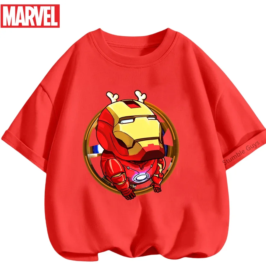 

Летняя футболка для мальчиков с изображением Железного человека, топ для девочек с изображением Авенджеров, футболки с графикой Marvel и аниме, новая аниме-одежда 2026 года