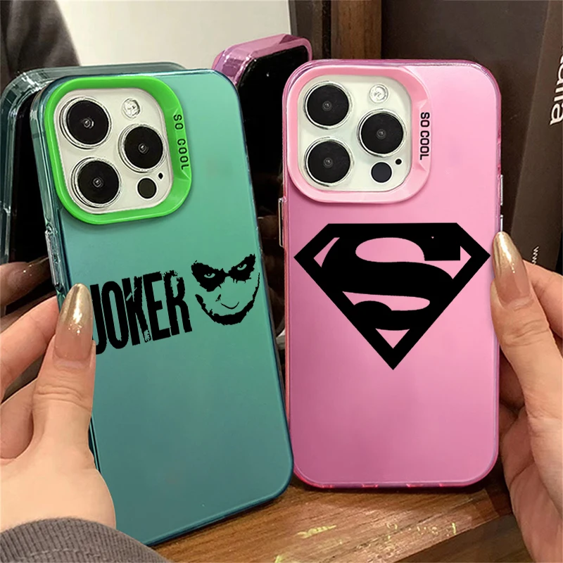 B-atmans Superman Logo For iPhone 15 14 13 12 11 Pro Max XS Max X XR 7 8 Plus 6S Fashion Colorful Silver Phone Case