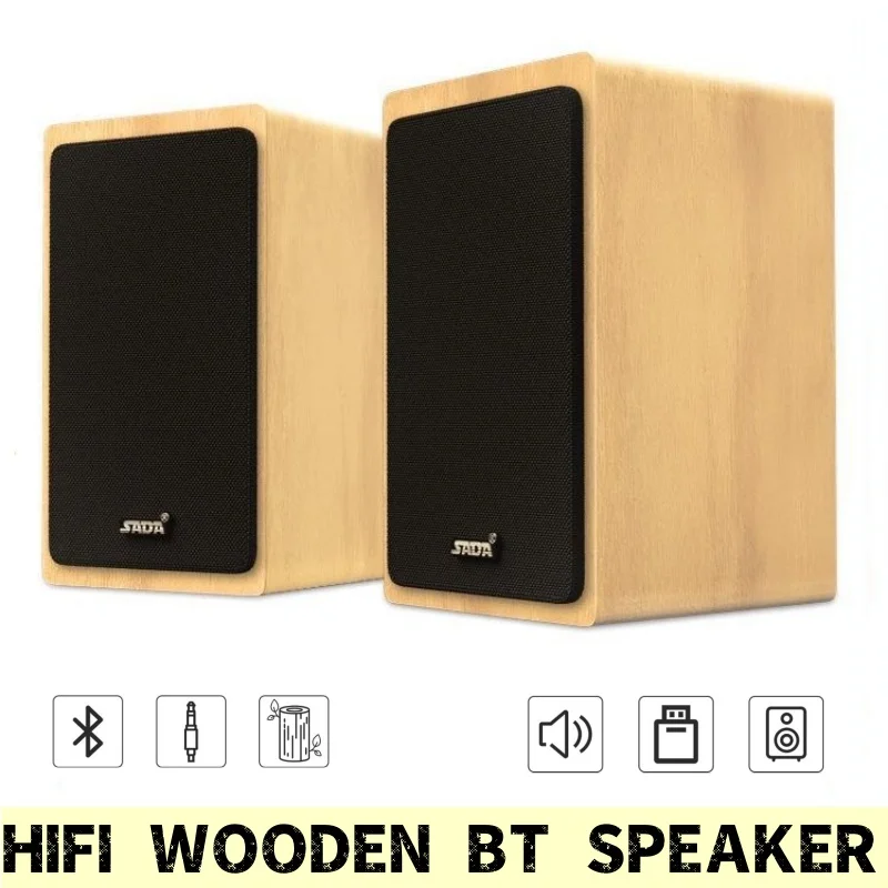 

Настольный компьютер V-121 Wooden 2,0, сабвуфер для мини-кинотеатров, игровая Bluetooth колонка, проводная звуковая система HIFI, домашний кинотеатр, USB/AUX/TF