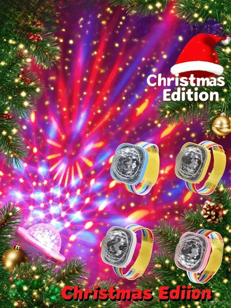 

Поп-портативное сценическое освещение, дискотека, светодиодная красочная лампа управления звуком, носимые наручные часы, окружающая лампа для рождественской домашней вечеринки, игрушка