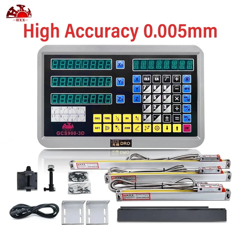 High Accuracy 3 Axis Dro Set Lathe Milling Digital Readout & 3pcs 5um/1um Linear Scale Linear Encoder Working Length 0-1000mm