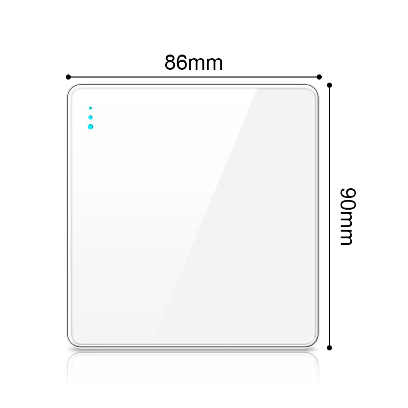 PSSRISE EU Wall Light Switch Power White Deluxe Full Tempered Glass Panel 1/2Way Light Switch On/Off With Fluorescent Indicator