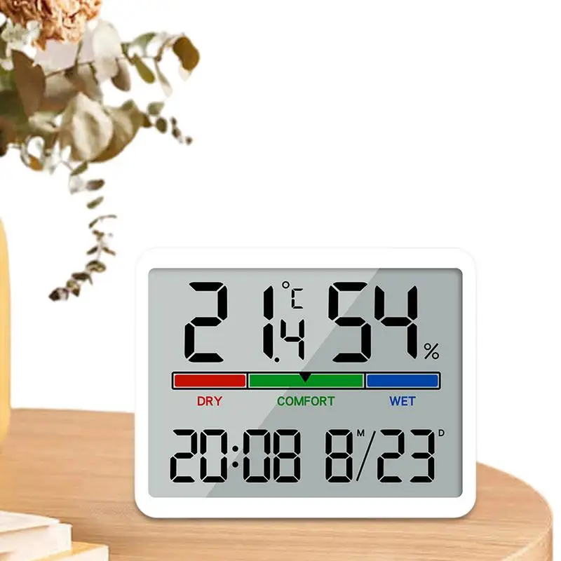 Humidity Monitor Indoor Room Temperature Analog Humidity Gauge Thermo-Hygrometer Digital Clock 12/24 Hour Switching  /