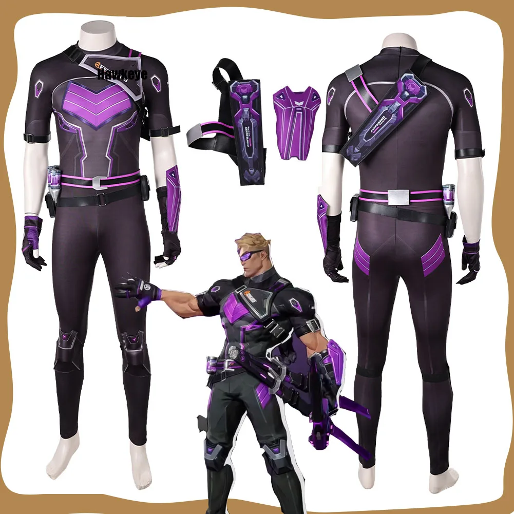 

Fantasy Hawkeye Cosplay Men Jumpsuit Gloves Belt Set Game Rivals Costume Disguise Bodysuit Outfits Adult Halloween Carnival Suit