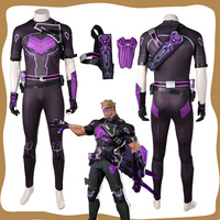 Fantasy Hawkeye Cosplay Men Jumpsuit Gloves Belt Set Game Rivals Costume Disguise Bodysuit Outfits Adult Halloween Carnival Suit