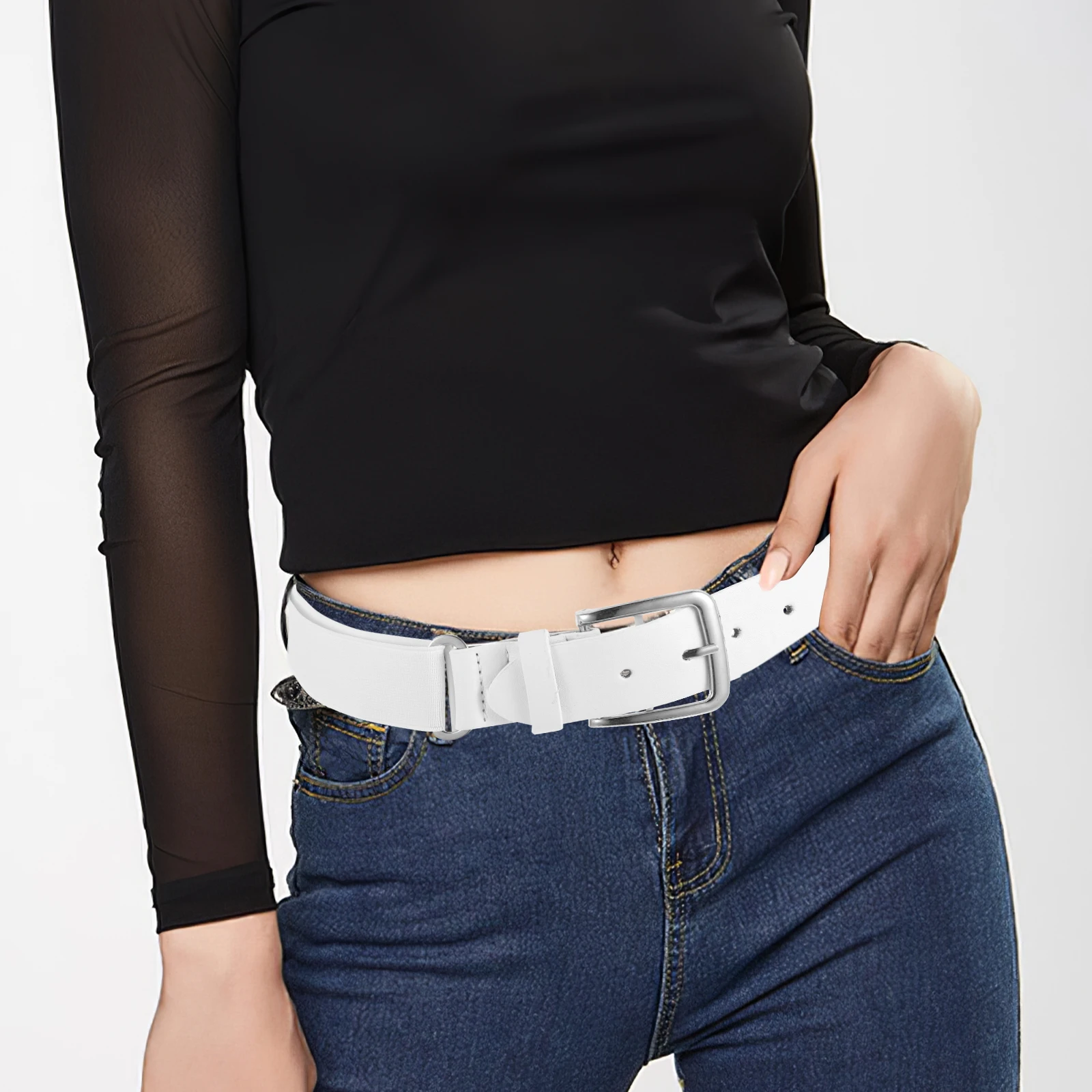 

Stretchy Belt Elastic Waist Softballs for Women Woman Baseball White Faux Pu