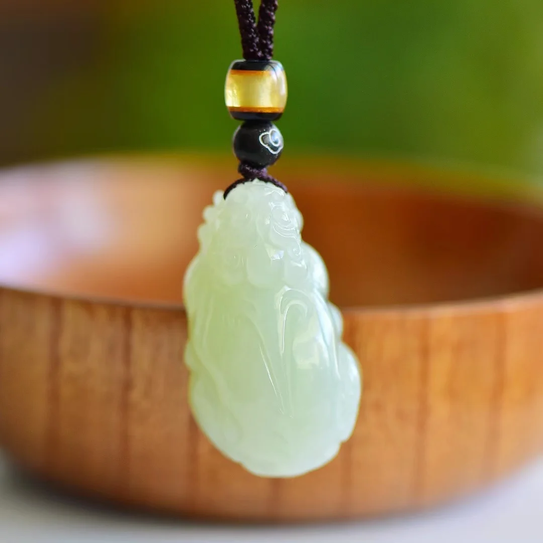 Hetian Jade Lake Green Pixiu 40*23*18MM Pendant Jewelry 4238#