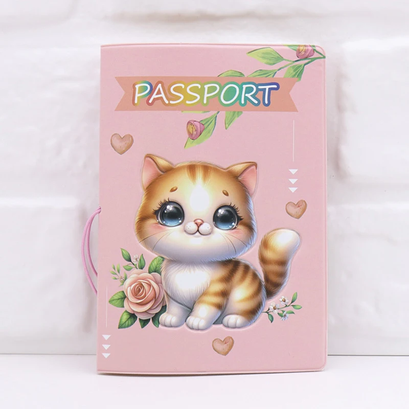 

New Cute Cat Print Passport Holder Cover Women's Travel Accessories Ultrathin Passport Wallet Embossment Printing Passport Case