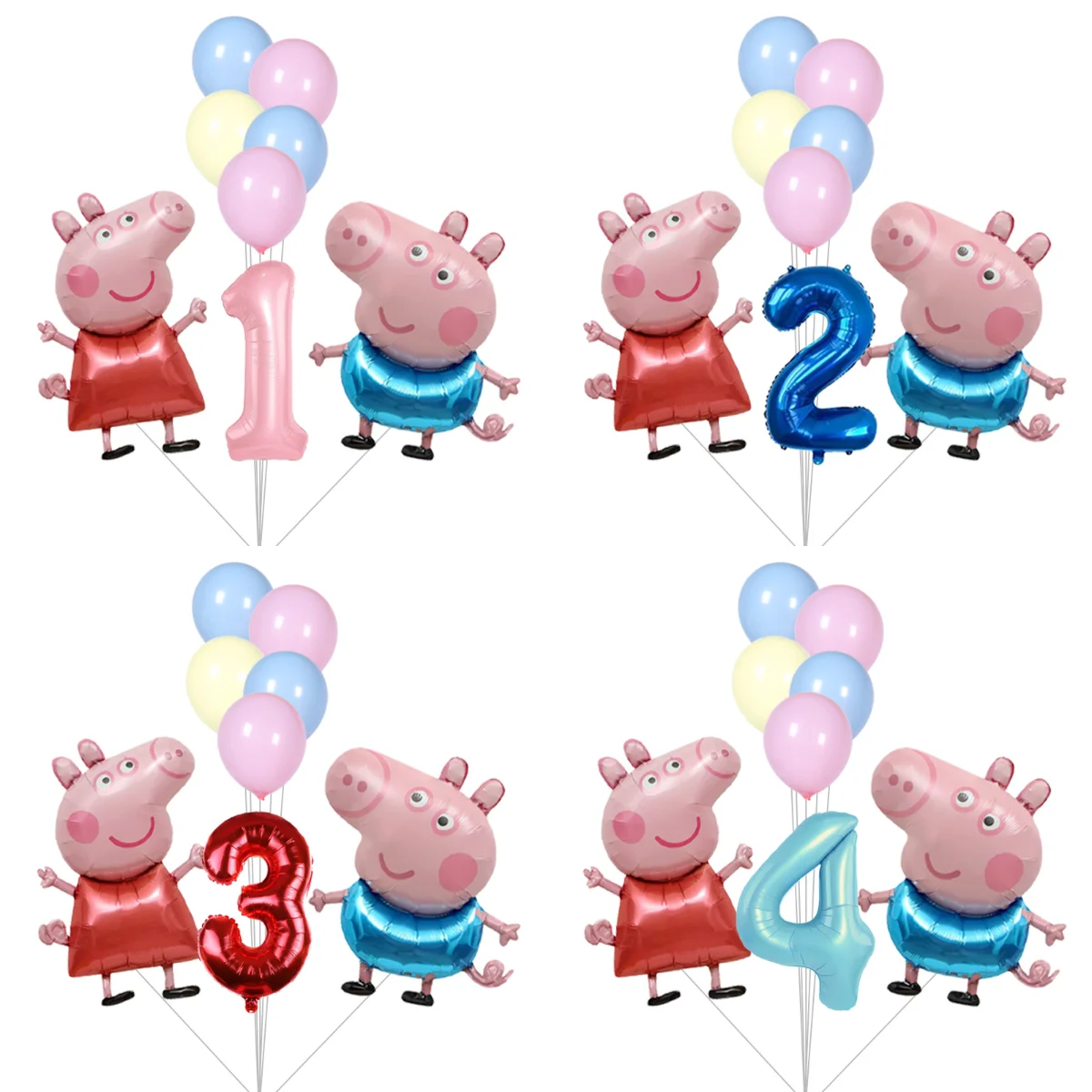 Ballons de fête Peppa Pig en Mylar de qualité hélium, personnages Peppa et George avec confettis en latex pour l'anniversaire d'une fille, lot de 9. C