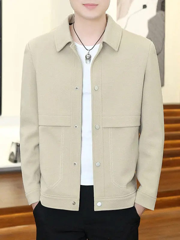 

Casual Sle Men's Jaet 2026 Autumn New Loose Fit Button up Collar Youth Faion Polyester Fiber Breathable Long Sve Out...