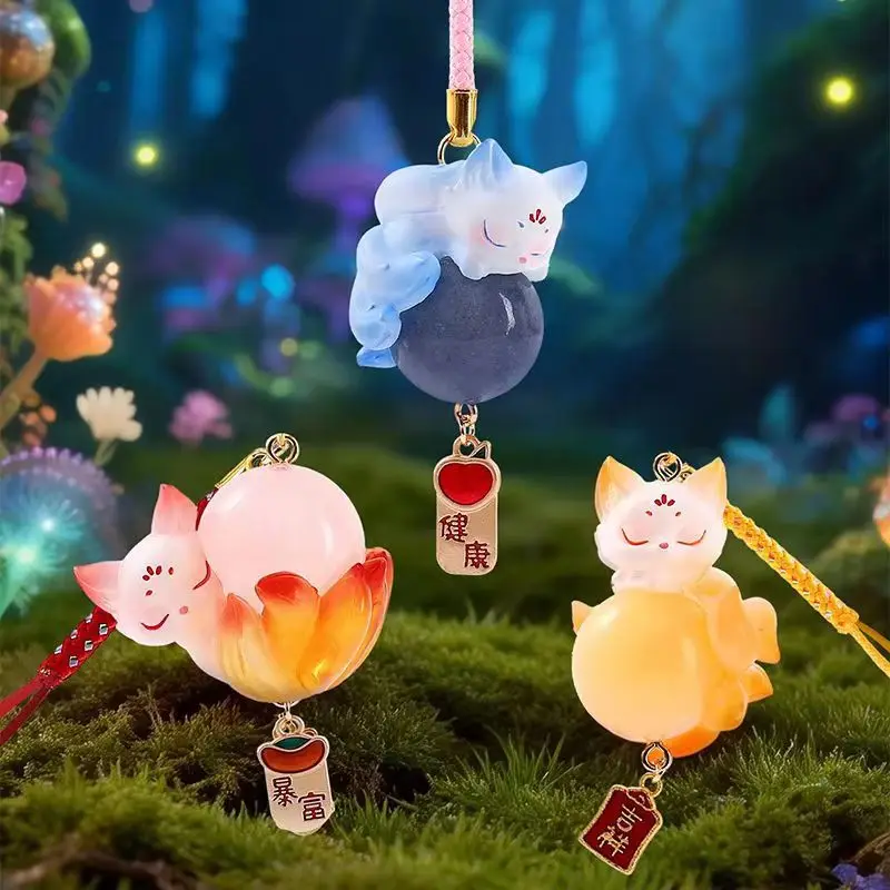 

New Nine-Tailed Fox Tushan Natural Crystal Pendant Blind Box Keychain Lucky Charm Bag Car Decoration Doll Toys Mystery Box Gifts