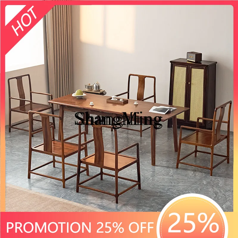 

FG good-looking New Chinese Office Full Solid Wood Tea Table Zen Home Living Room Tea Making Solid Wood Tea Table Combination