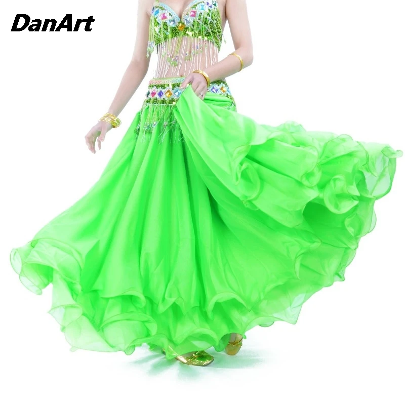 

Ladies Big Swing Dance Skirt Stage Performance Practice Skirt Three-layer Chiffon Rolled Edge Skirt Belly Dance High-end Skirt