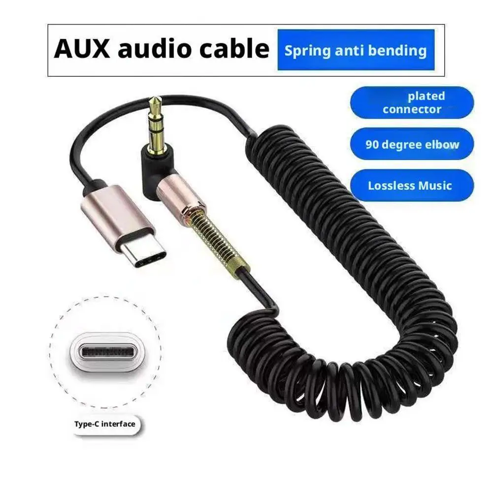 

TypeC To 3.5mm Audio Cable Car Spring Retractable Audio Cable For Car AUX Audio Cable/adapter Usb Extension Cable
