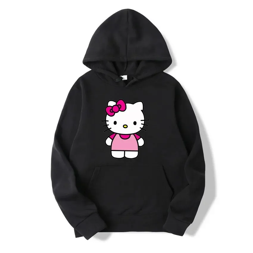 Hello Kitty Y2K Cartoon Anime Women\'s Hoodie 2024 New Spring and Autumn Men\'s Sweatshirt Kawaii Couple Pullover