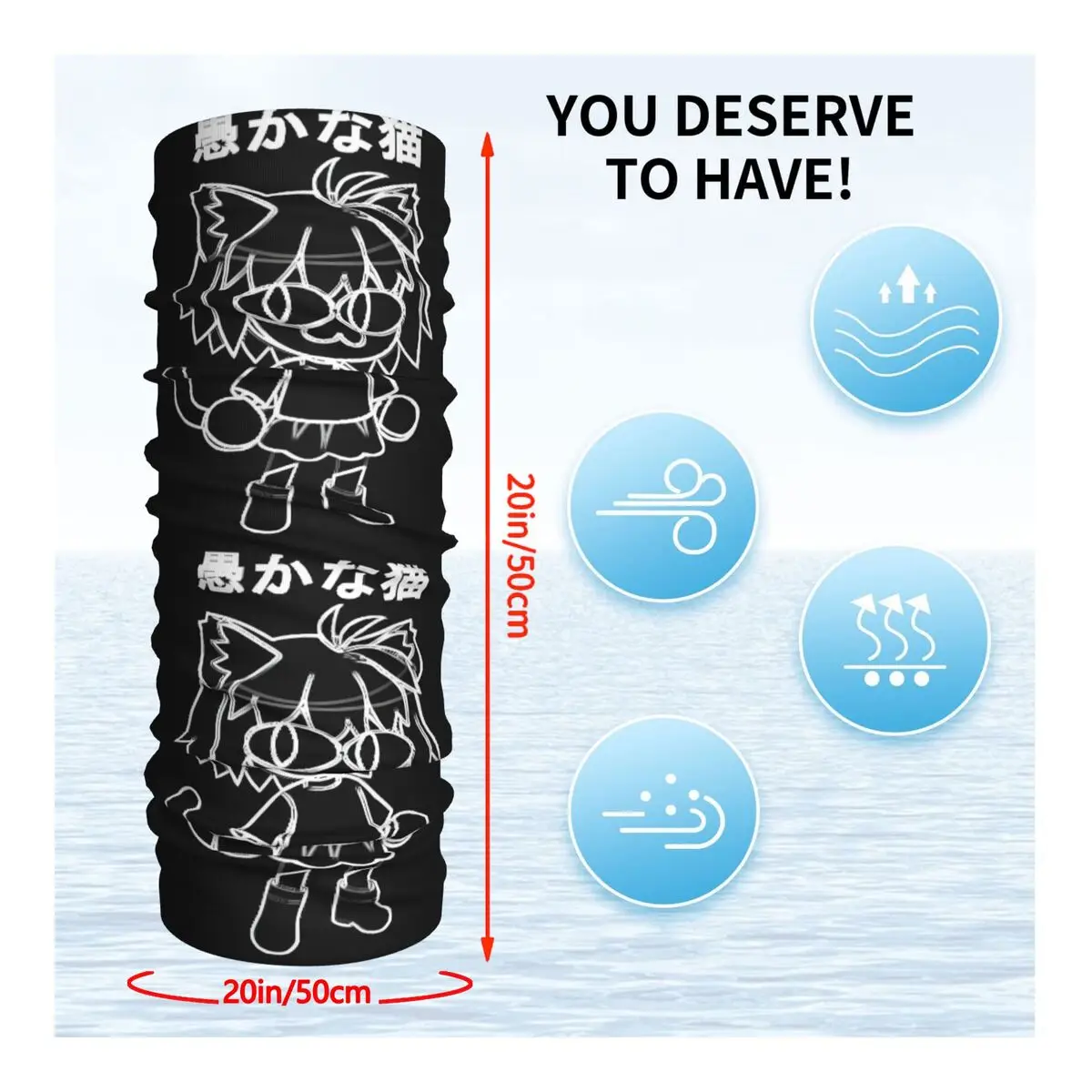 Line Black Cat Scarf Neckerchief Neck Face Mask Polyester